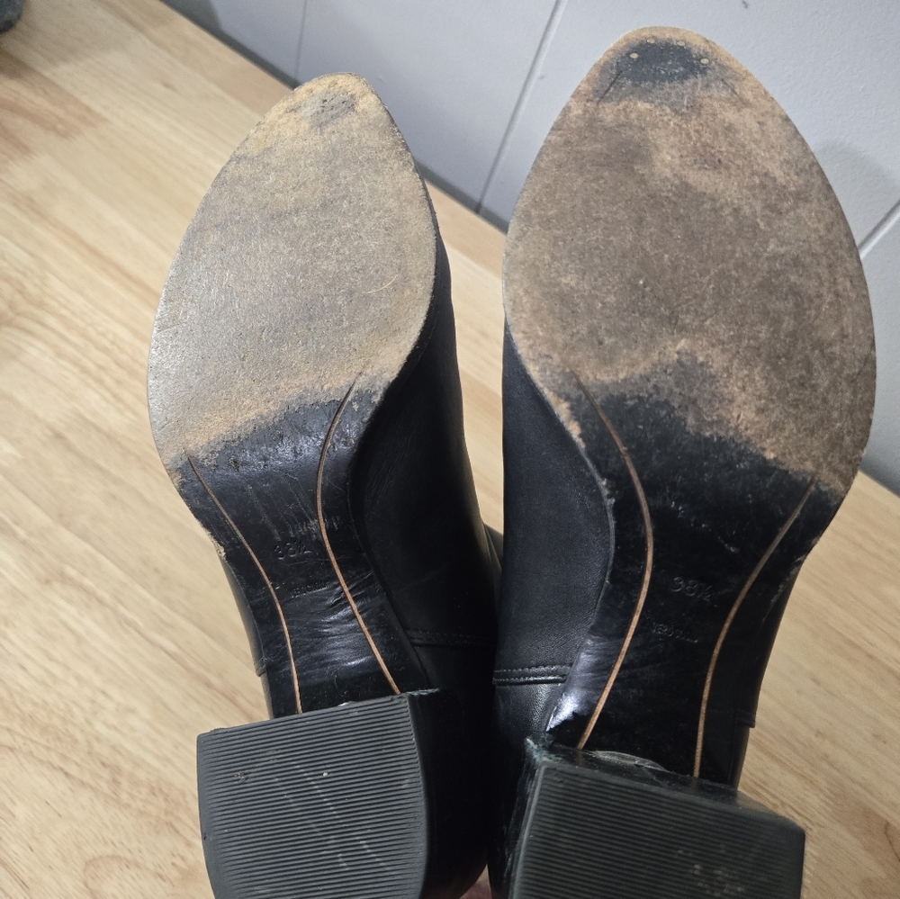 Alexander Wang Anja Black Leather Boots Womens Sz 8.5 Block Heel Buckle Closure. - Picture 12 of 14